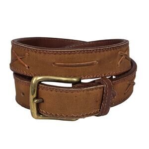 POLO RALPH LAUREN VINTAGE 90’S BROWN WESTERN LEATHER BELT BRASS BUCKLE – SIZE 26
